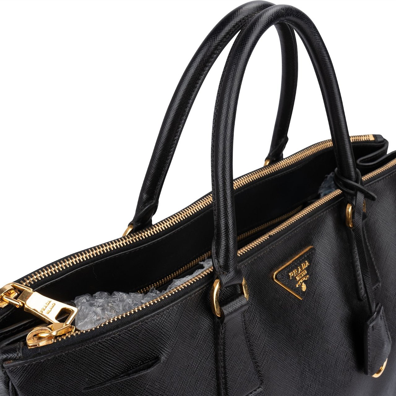 Prada Black Saffiano Leather Galleria Handbag Zwart