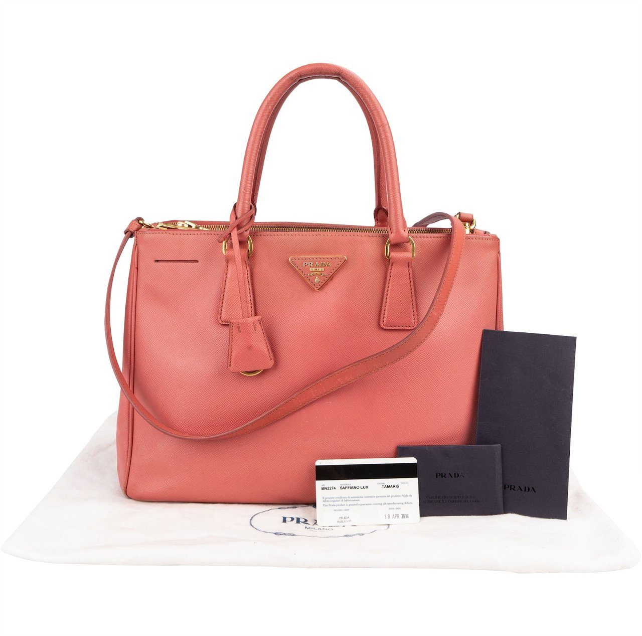 Prada Tamaris Saffiano Lux Leather Galleria Handbag Divers