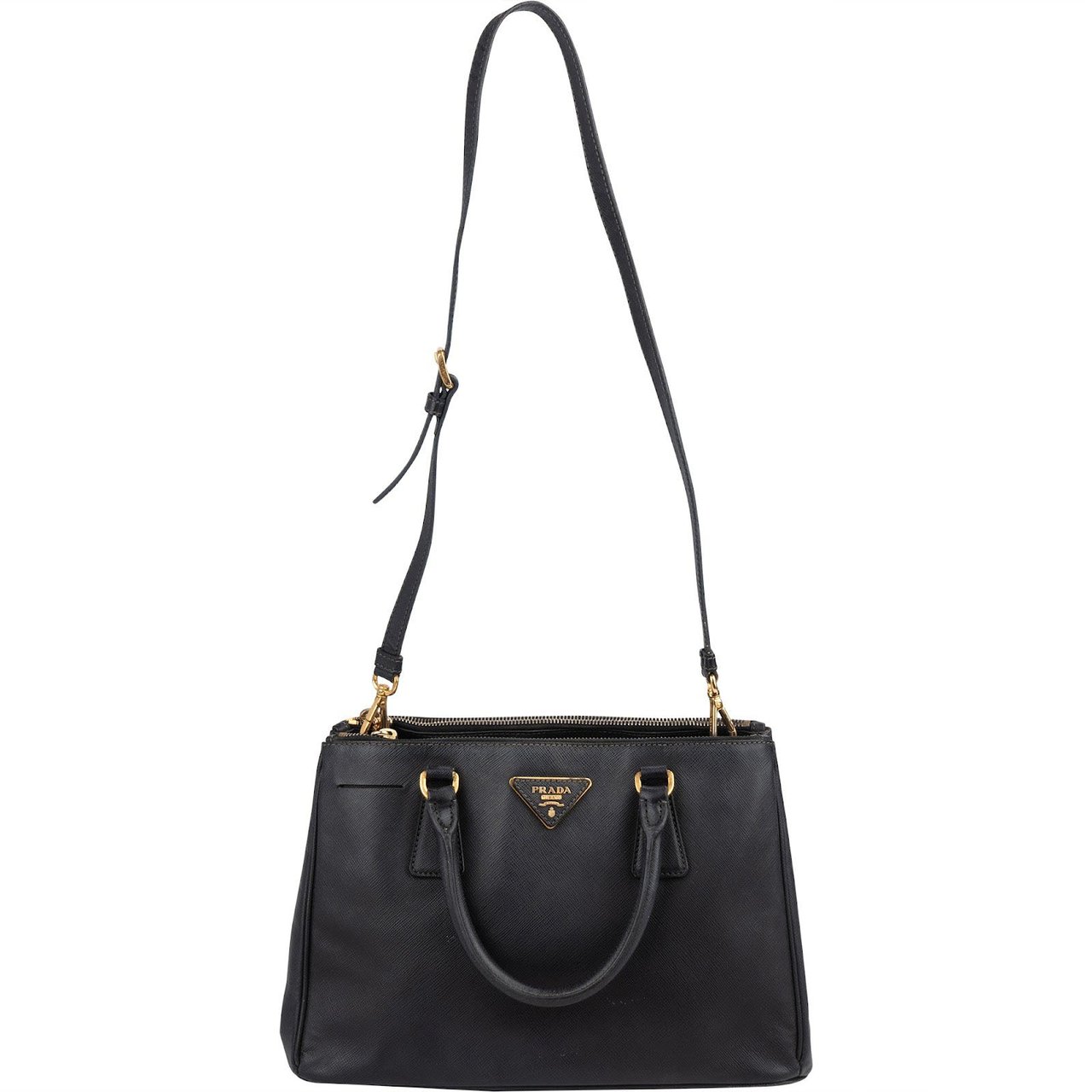 Prada Black Saffiano Leather Galleria Handbag Zwart