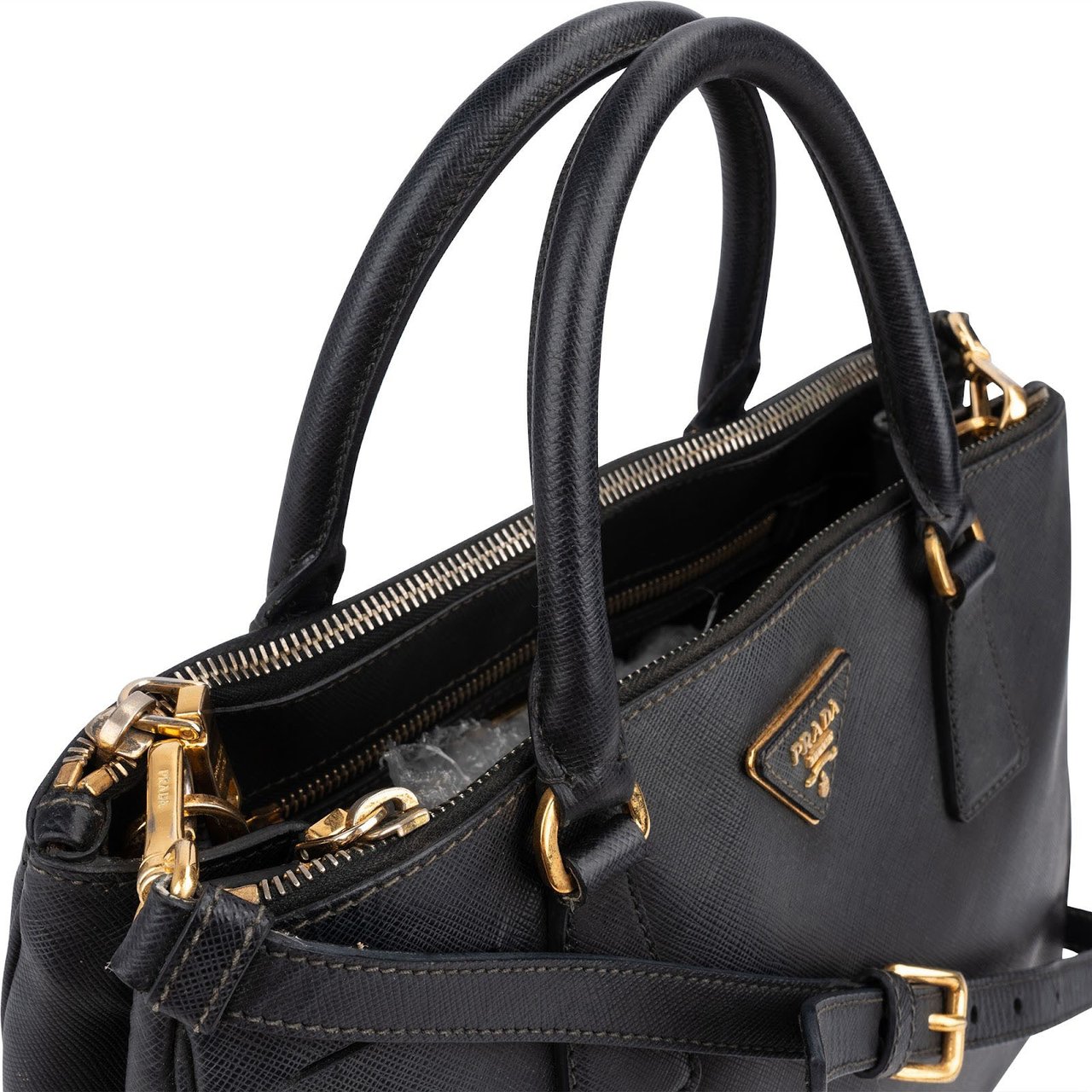 Prada Black Saffiano Leather Galleria Handbag Zwart