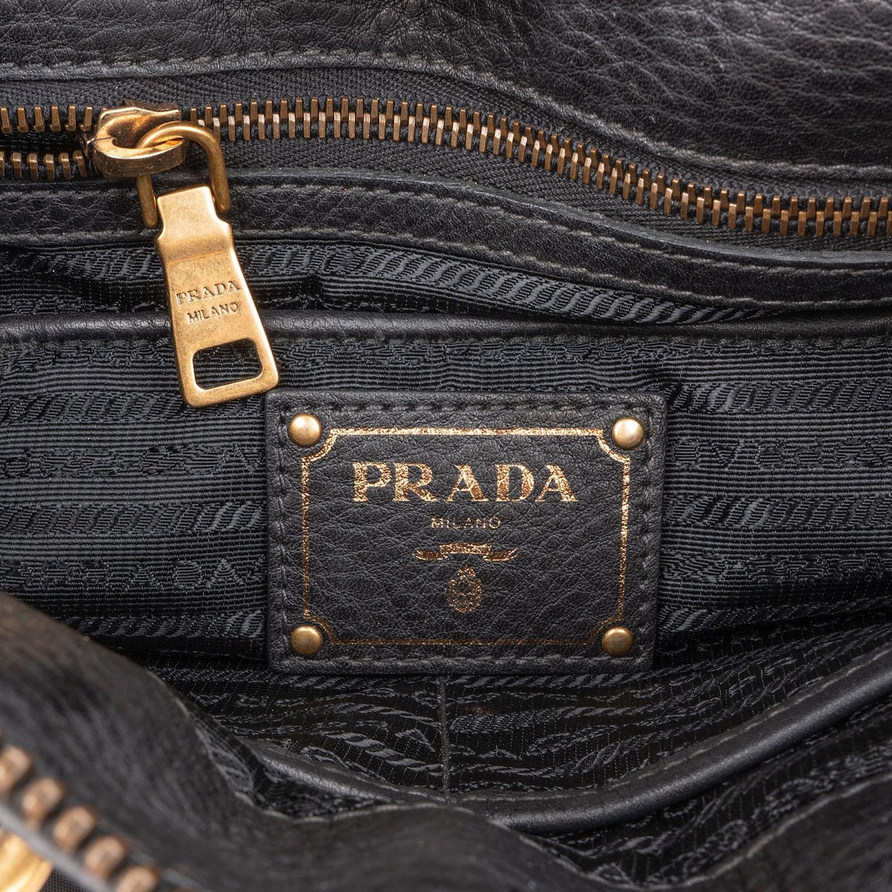 Prada Tessuto Jacquard Ricamo Tote Handbag Zwart