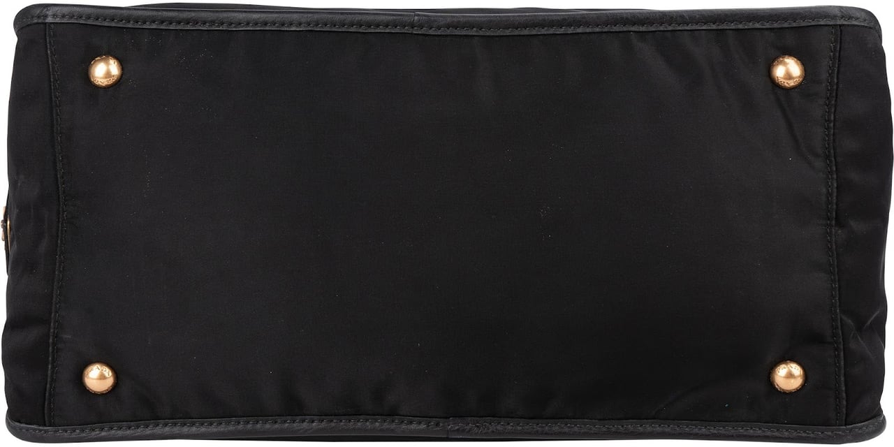 Prada Tessuto Jacquard Ricamo Tote Handbag Zwart