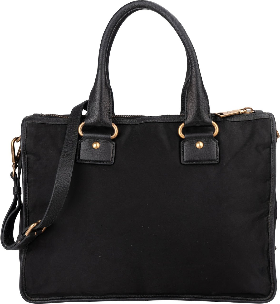 Prada Tessuto Jacquard Ricamo Tote Handbag Zwart