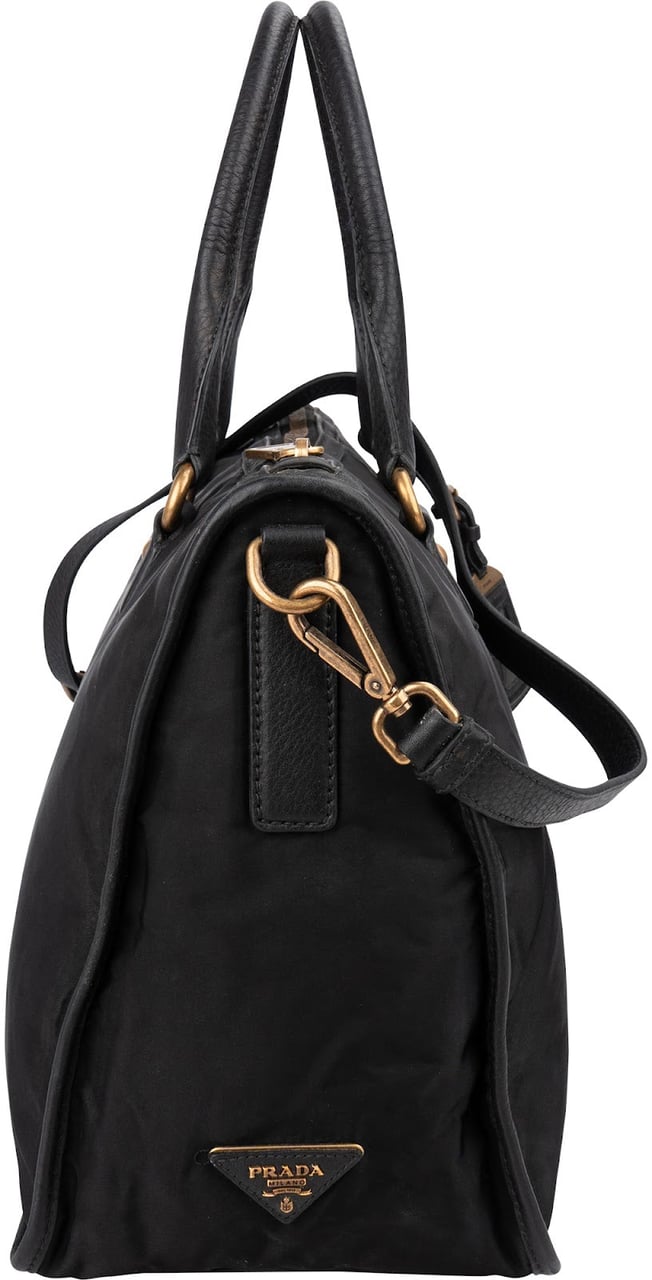 Prada Tessuto Jacquard Ricamo Tote Handbag Zwart