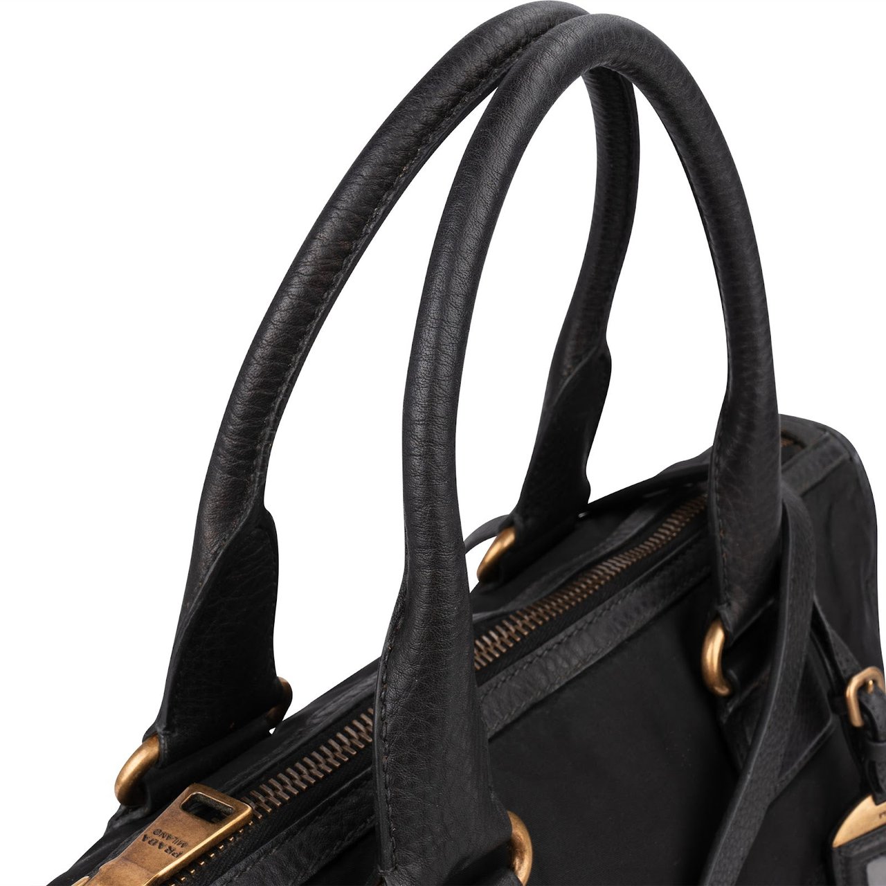 Prada Tessuto Jacquard Ricamo Tote Handbag Zwart