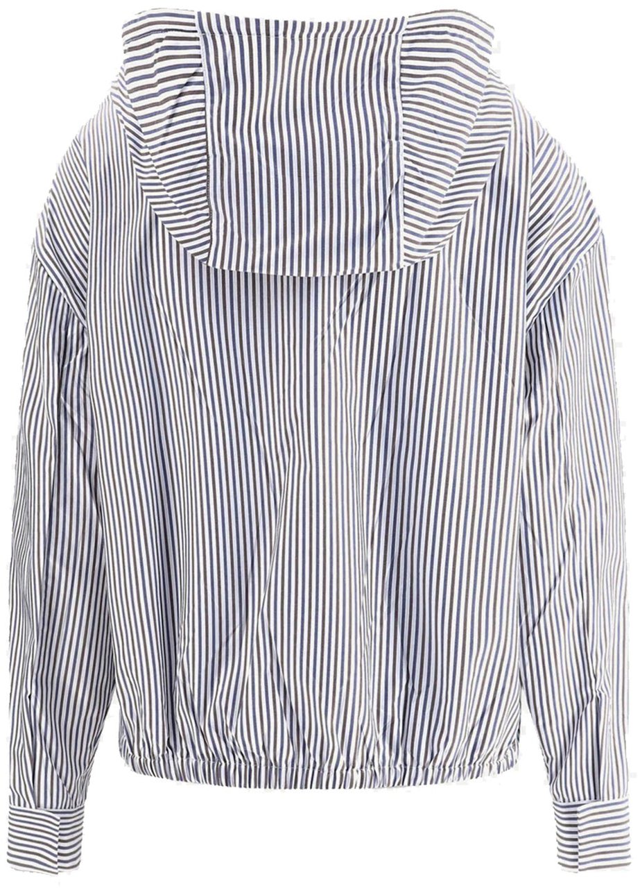 Prada Striped hooded Jacket Blauw