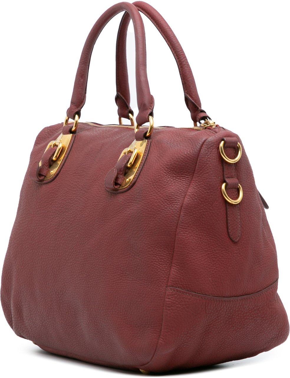 Prada Vitello Daino Zip Top Satchel Rood