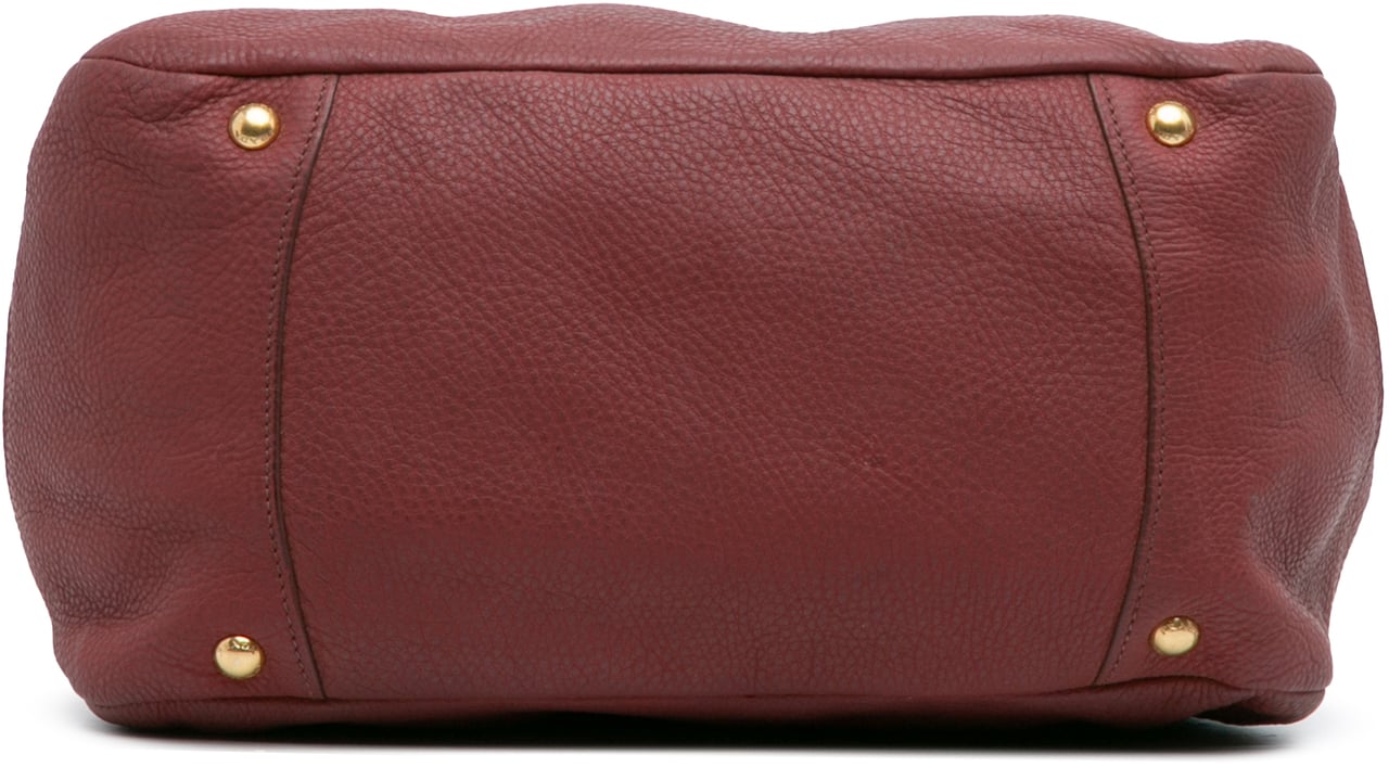 Prada Vitello Daino Zip Top Satchel Rood