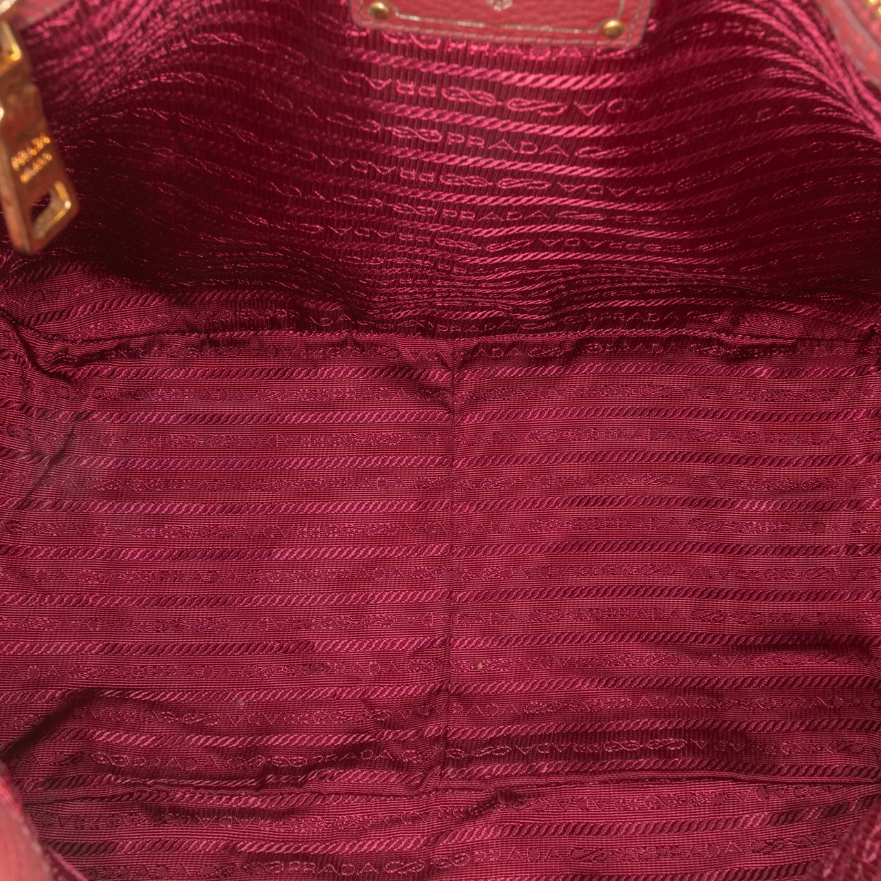 Prada Vitello Daino Zip Top Satchel Rood