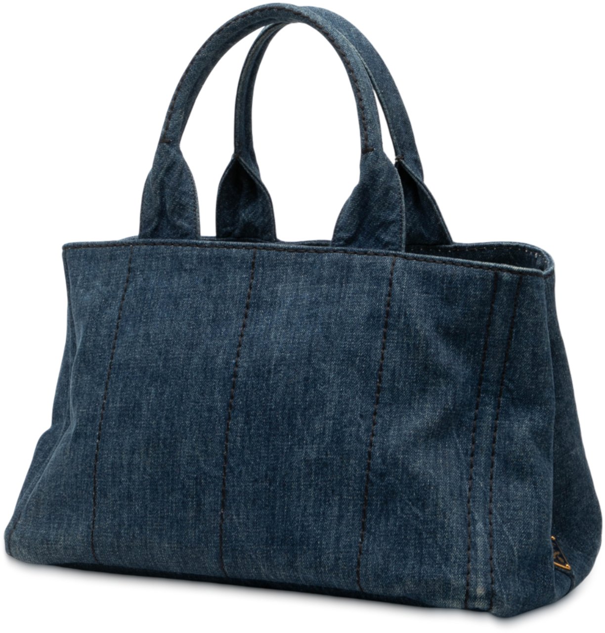 Prada Small Denim Canapa Logo Satchel Blauw