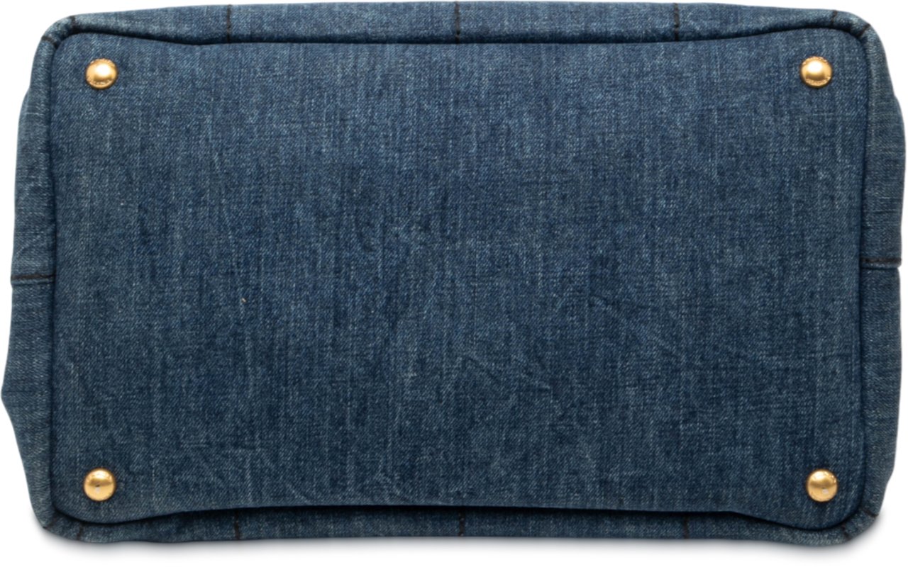 Prada Small Denim Canapa Logo Satchel Blauw