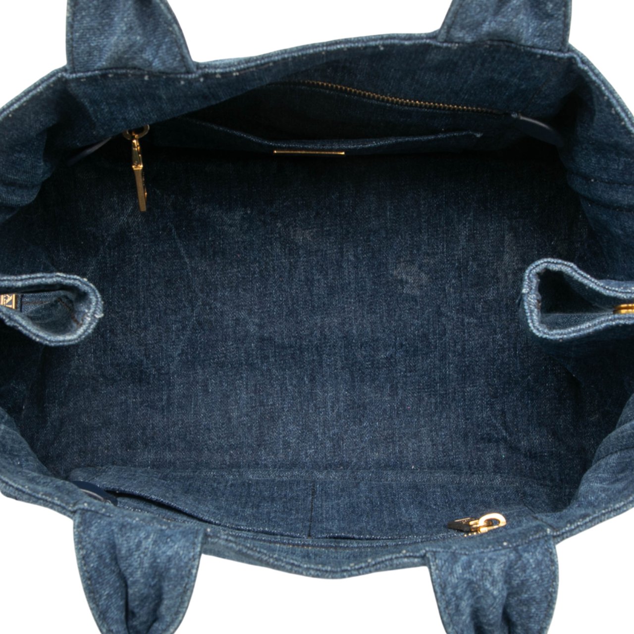 Prada Small Denim Canapa Logo Satchel Blauw