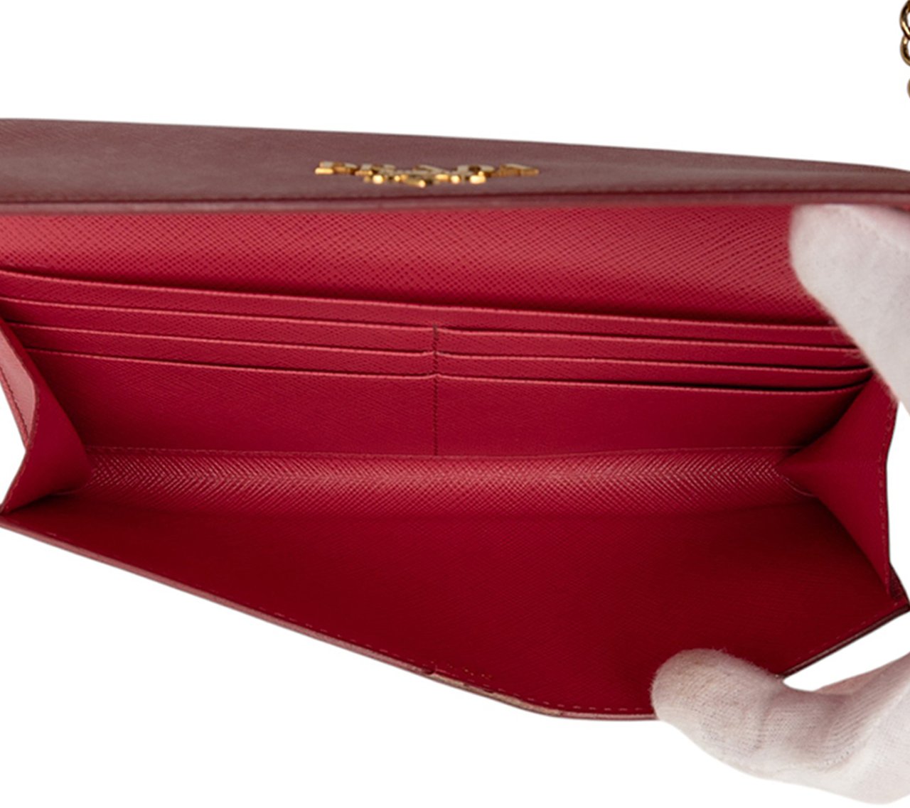Prada Saffiano Wallet On Chain Roze