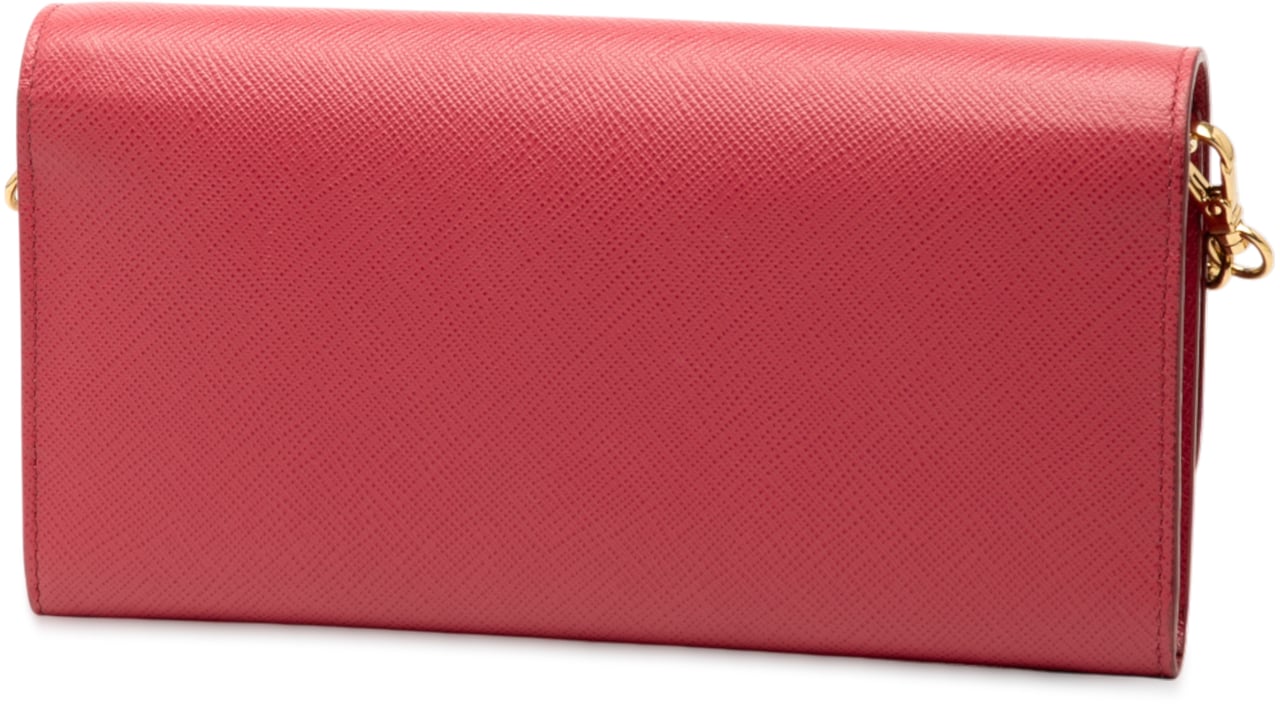 Prada Saffiano Wallet On Chain Roze