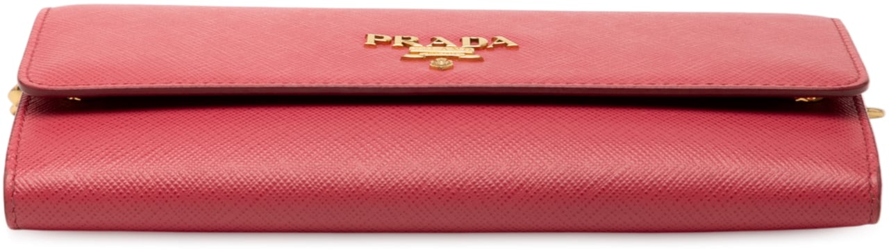 Prada Saffiano Wallet On Chain Roze