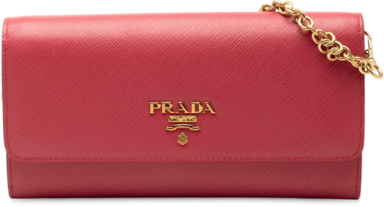 Prada Saffiano Wallet On Chain Roze