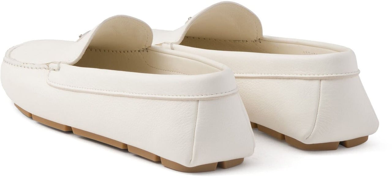 Prada Prada Logo Leather Loafers Wit