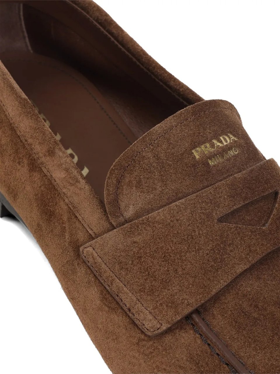 Prada Brown Mocassini Suede Penny Loafers Zwart
