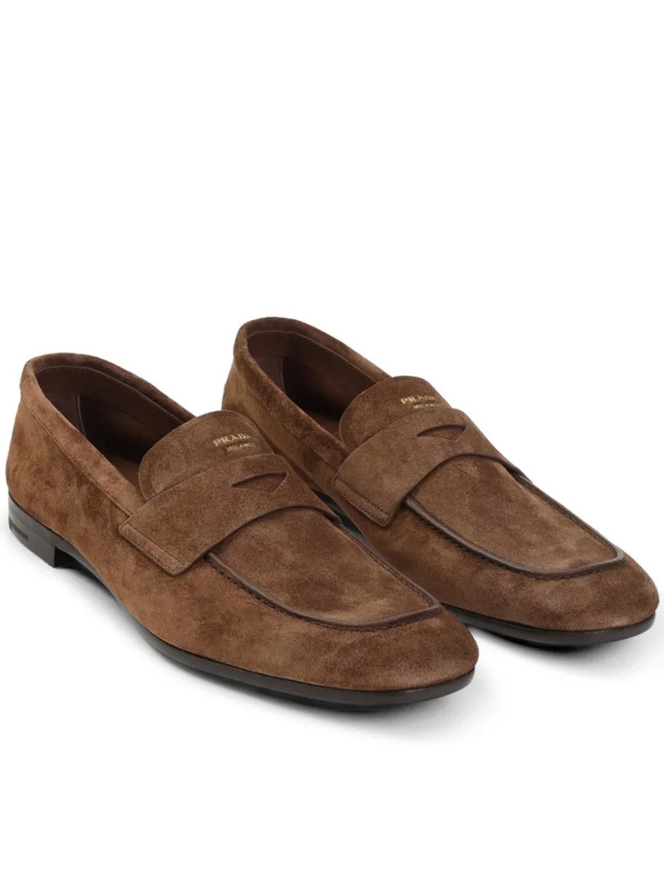 Prada Brown Mocassini Suede Penny Loafers Zwart
