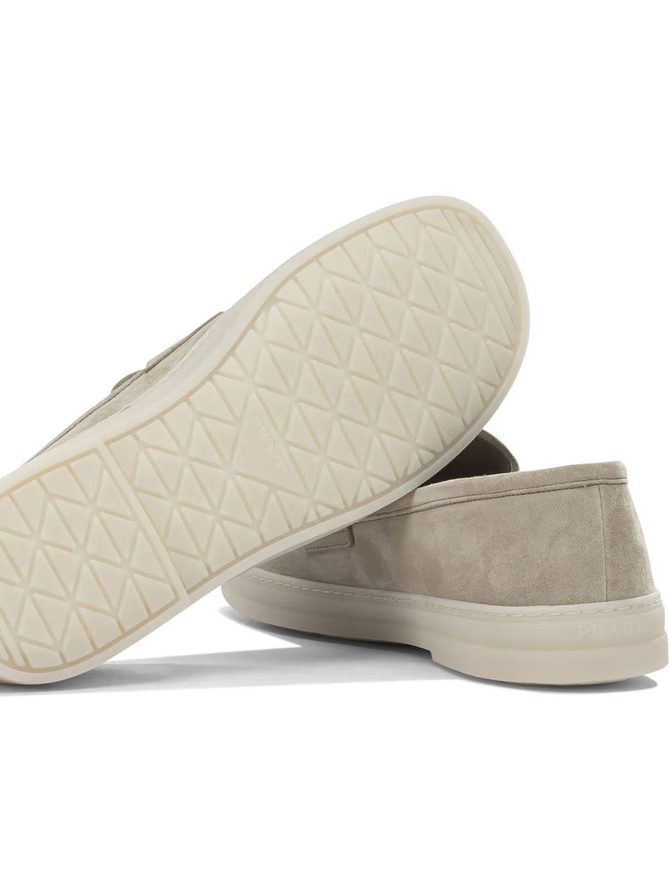 Prada Neutral Mocassini Minimalist Suede Loafers Neutraal