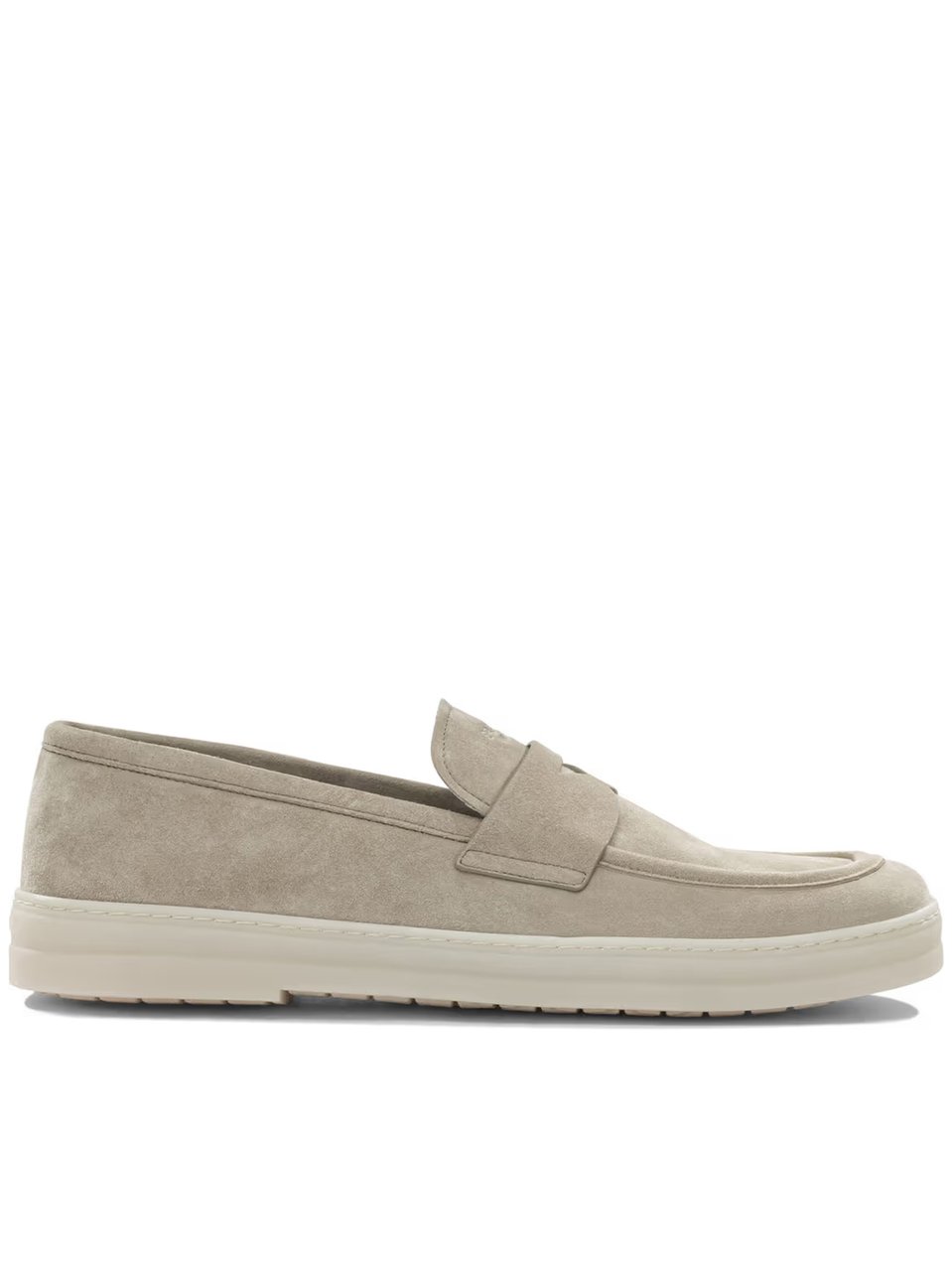 Prada Neutral Mocassini Minimalist Suede Loafers Neutraal