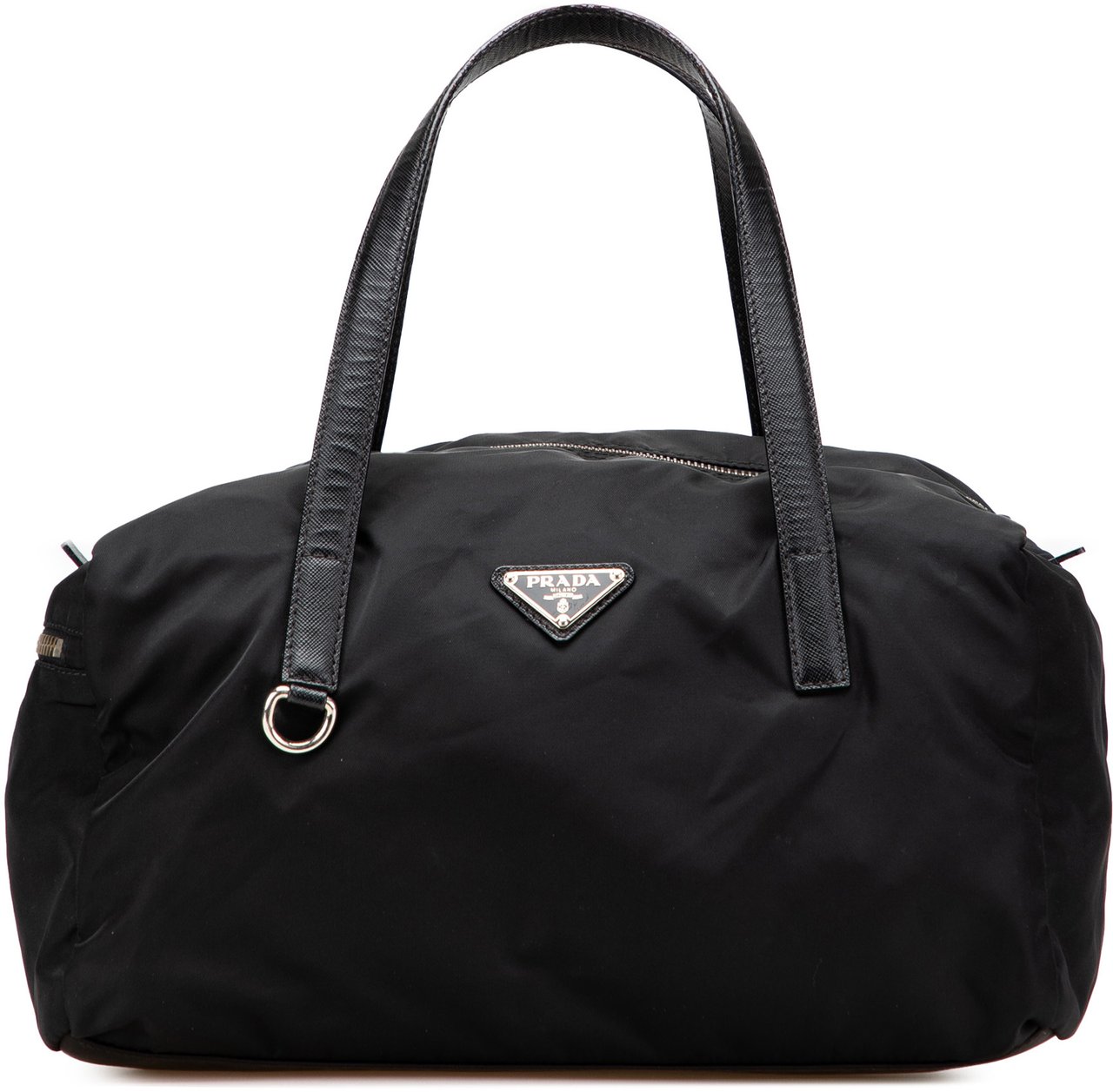 Prada Saffiano Trimmed Tessuto Handbag Zwart