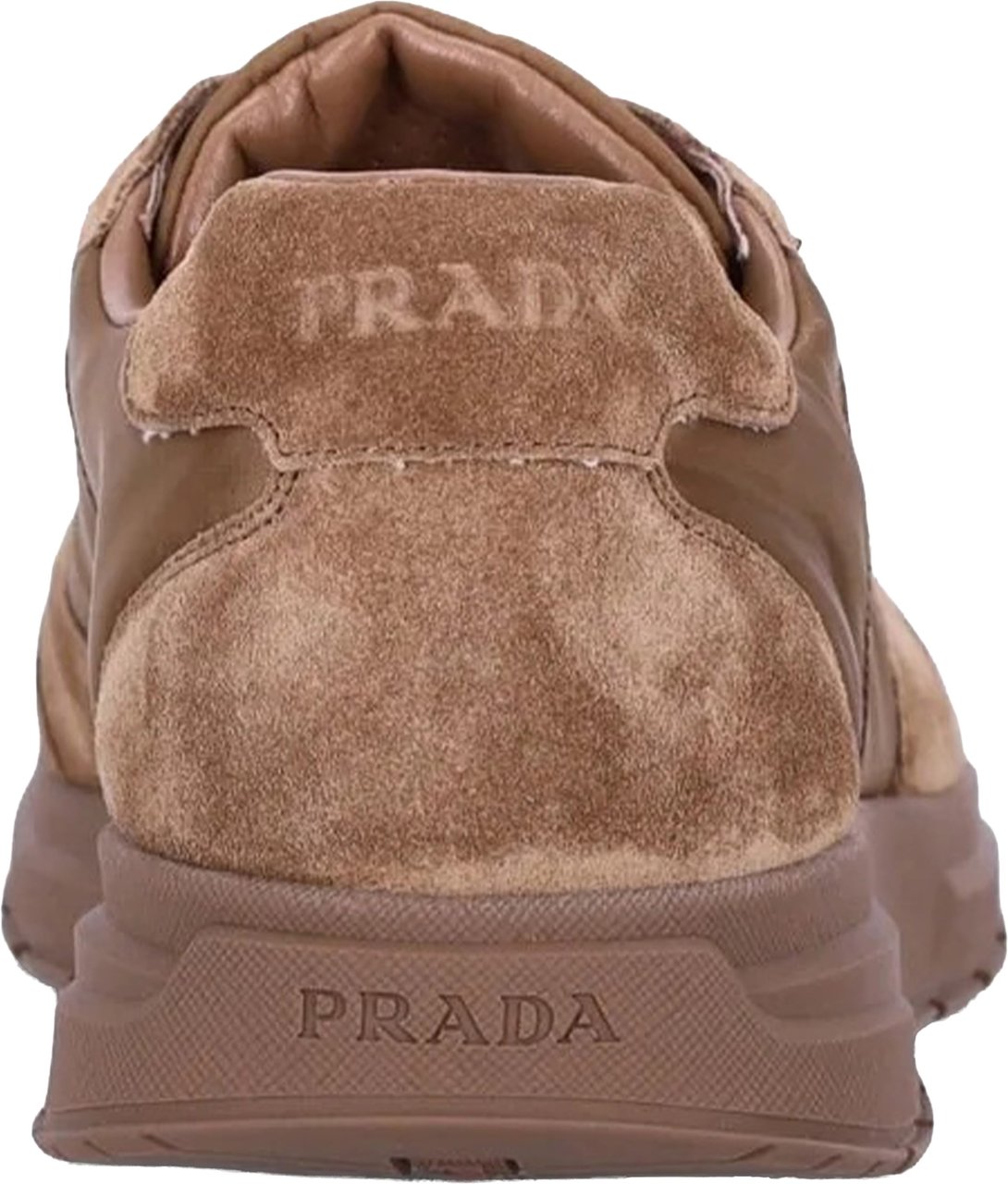 Prada Earthy Brown Prax 2.0 Nylon/Suede Sneakers Bruin