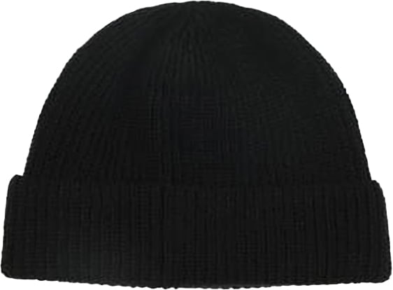 Prada Black Minimalist Ribbed Knit Beanie Hat Zwart