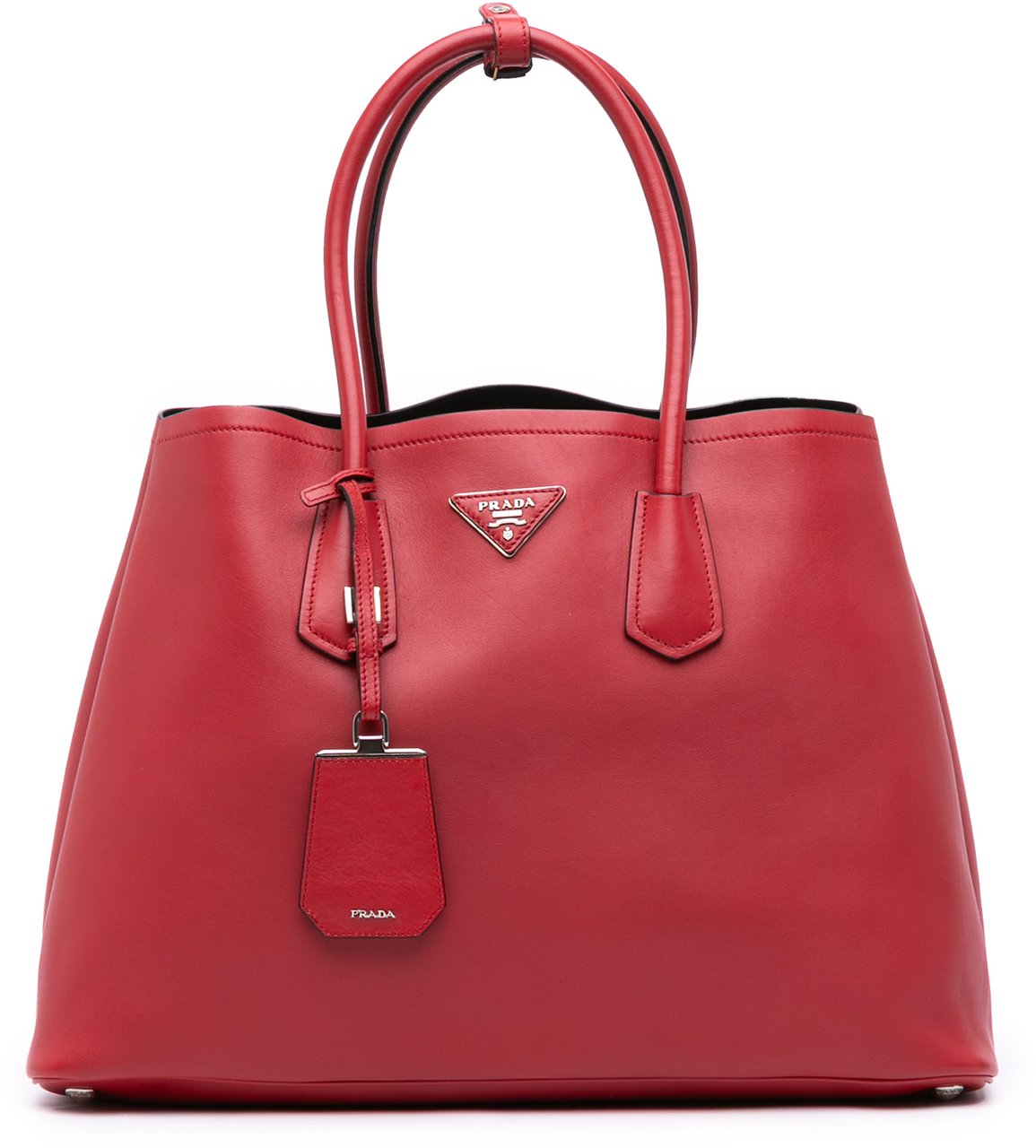 Prada Large City Calf Double Satchel Rood