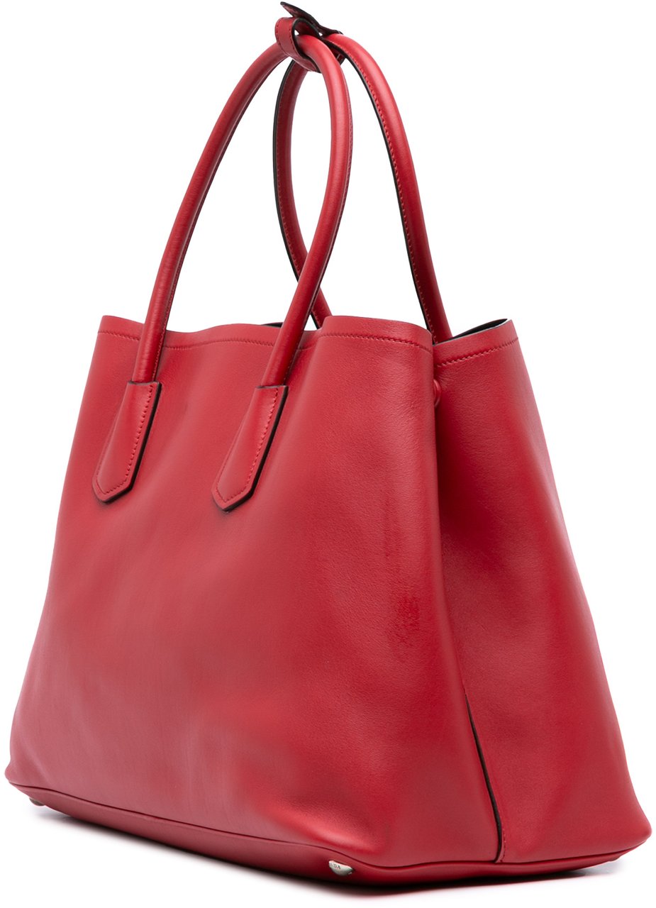 Prada Large City Calf Double Satchel Rood