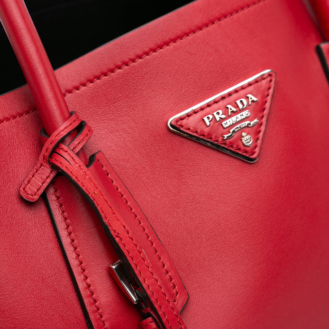 Prada Large City Calf Double Satchel Rood