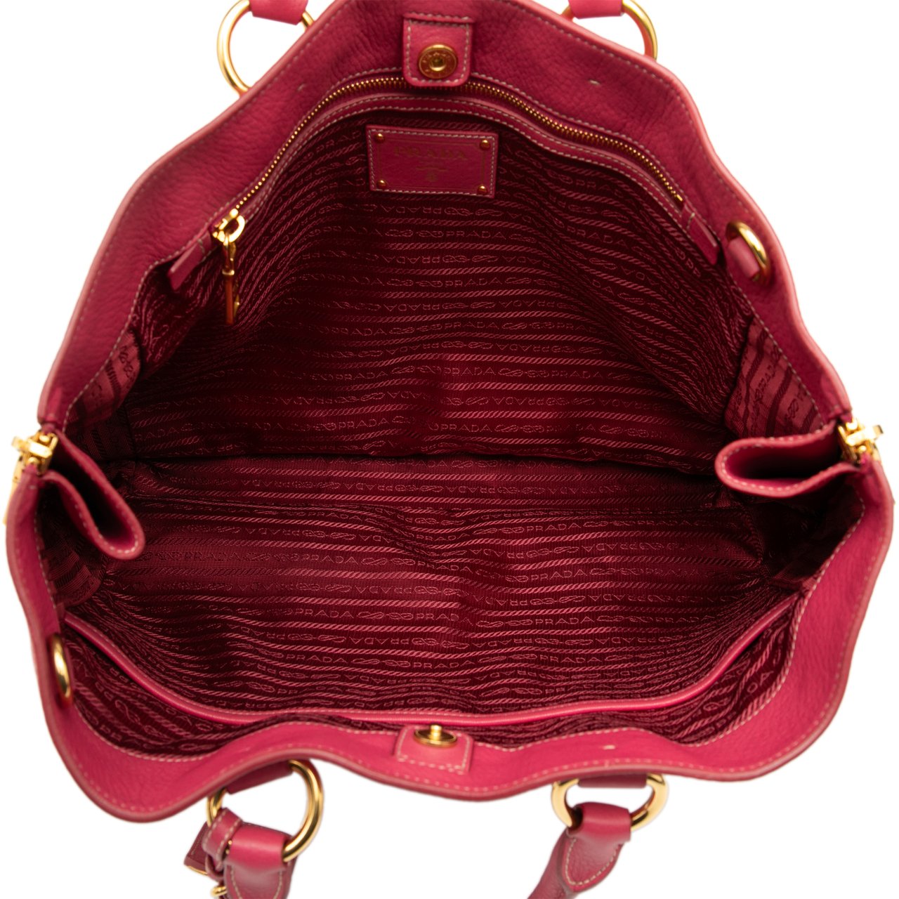 Prada Vitello Daino Side Zip Convertible Tote Roze
