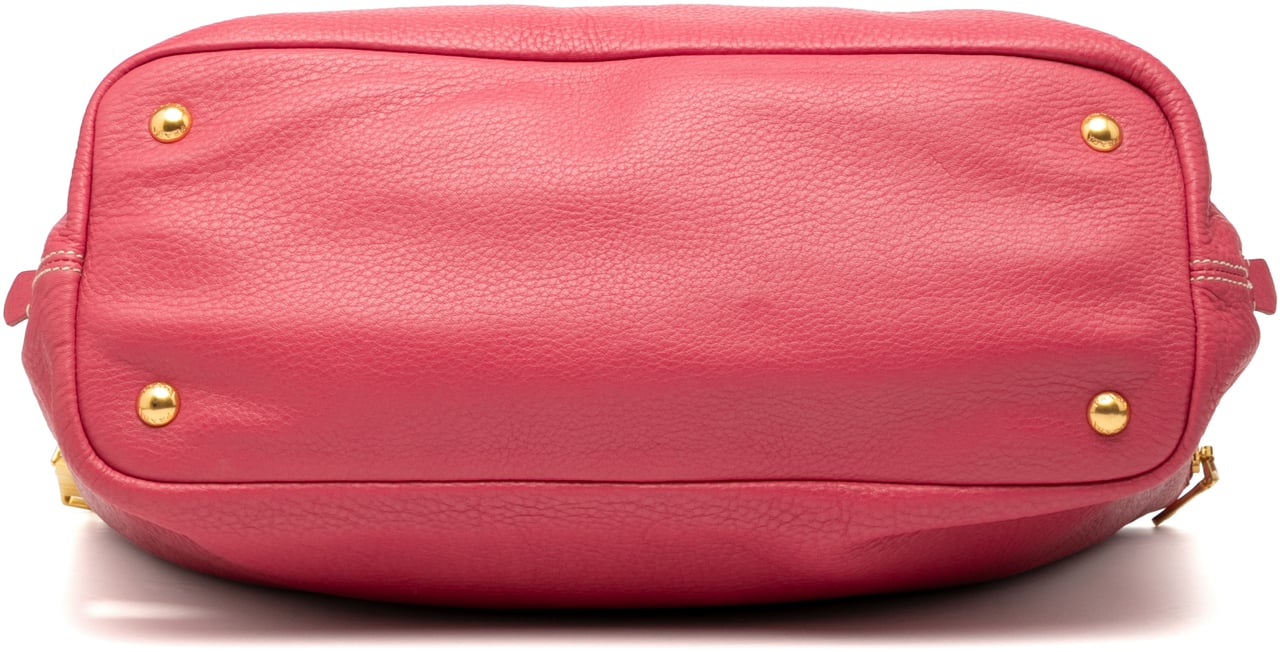 Prada Vitello Daino Side Zip Convertible Tote Roze