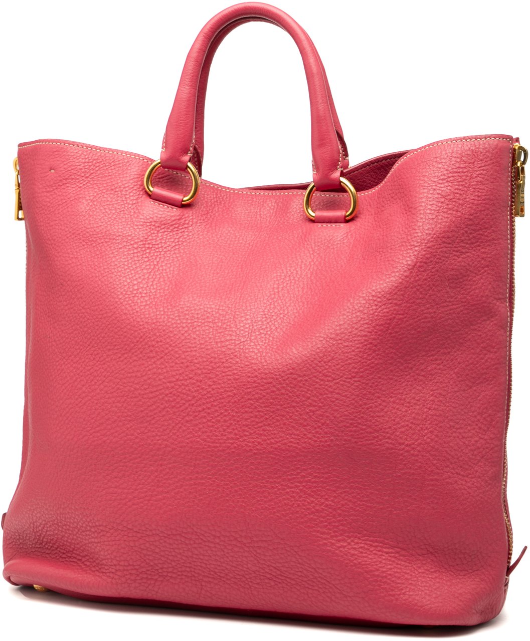 Prada Vitello Daino Side Zip Convertible Tote Roze