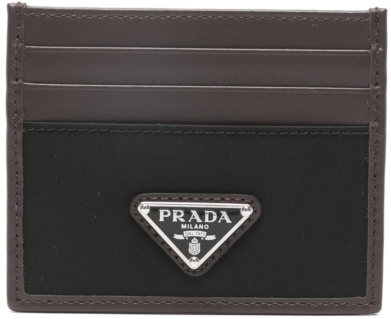 Prada Dark Brown/Black Portacarte Credit Card Cases Zwart