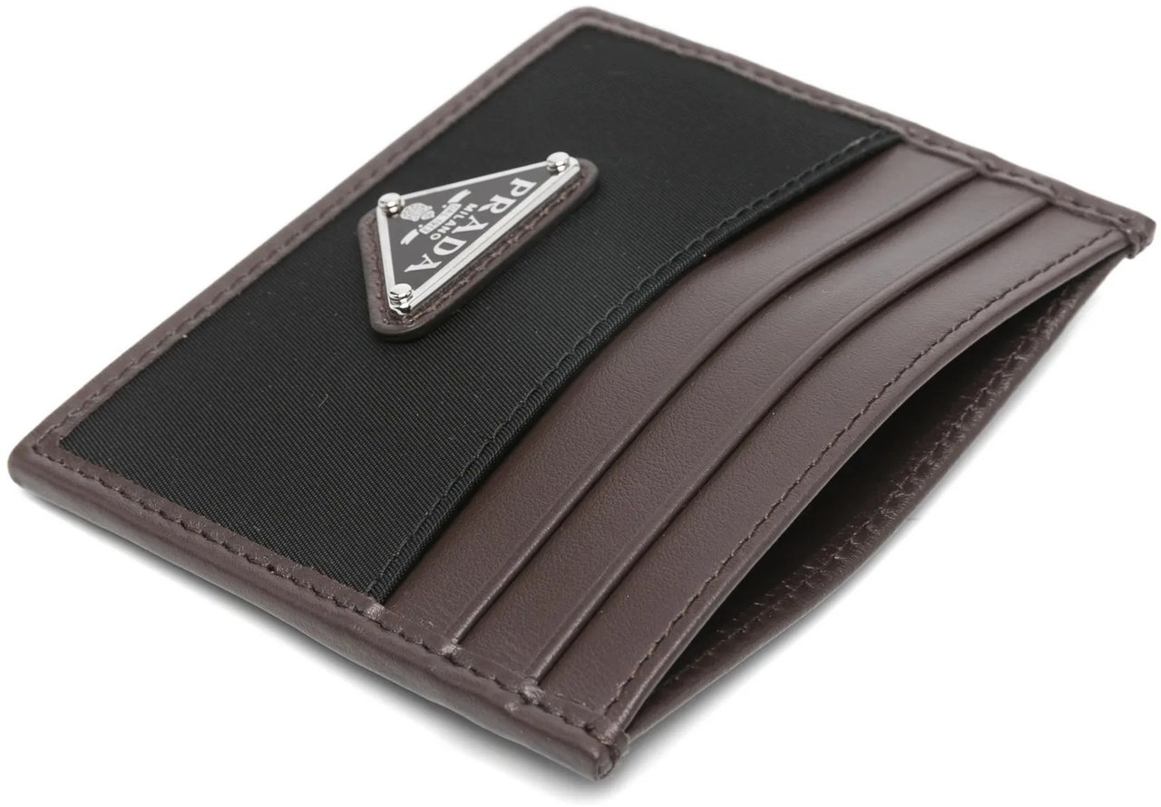 Prada Dark Brown/Black Portacarte Credit Card Cases Zwart