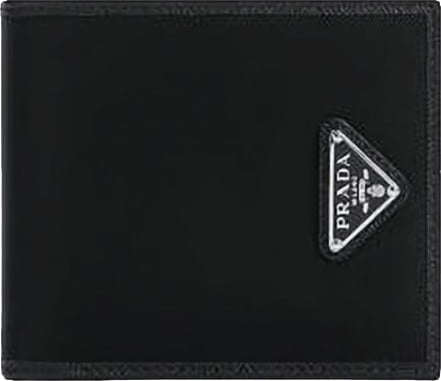 Prada Re-Nylon Wallet with Saffiano Leather Accents and Triangle Logo Zwart