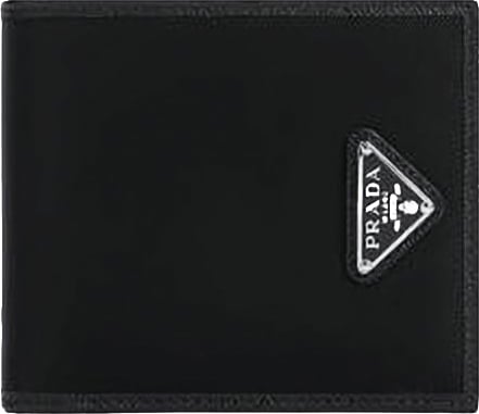 Prada Re-Nylon Wallet with Saffiano Leather Accents and Triangle Logo Zwart