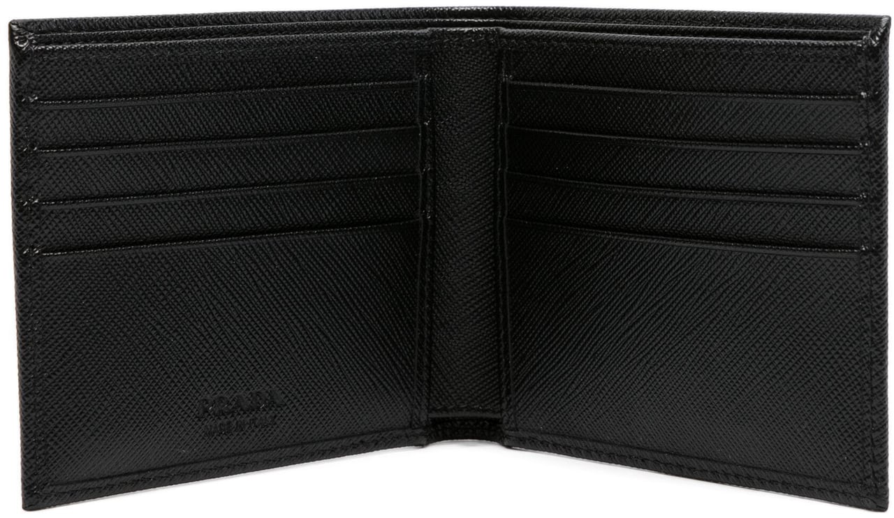Prada Black Saffiano Leather Bifold Wallet Zwart