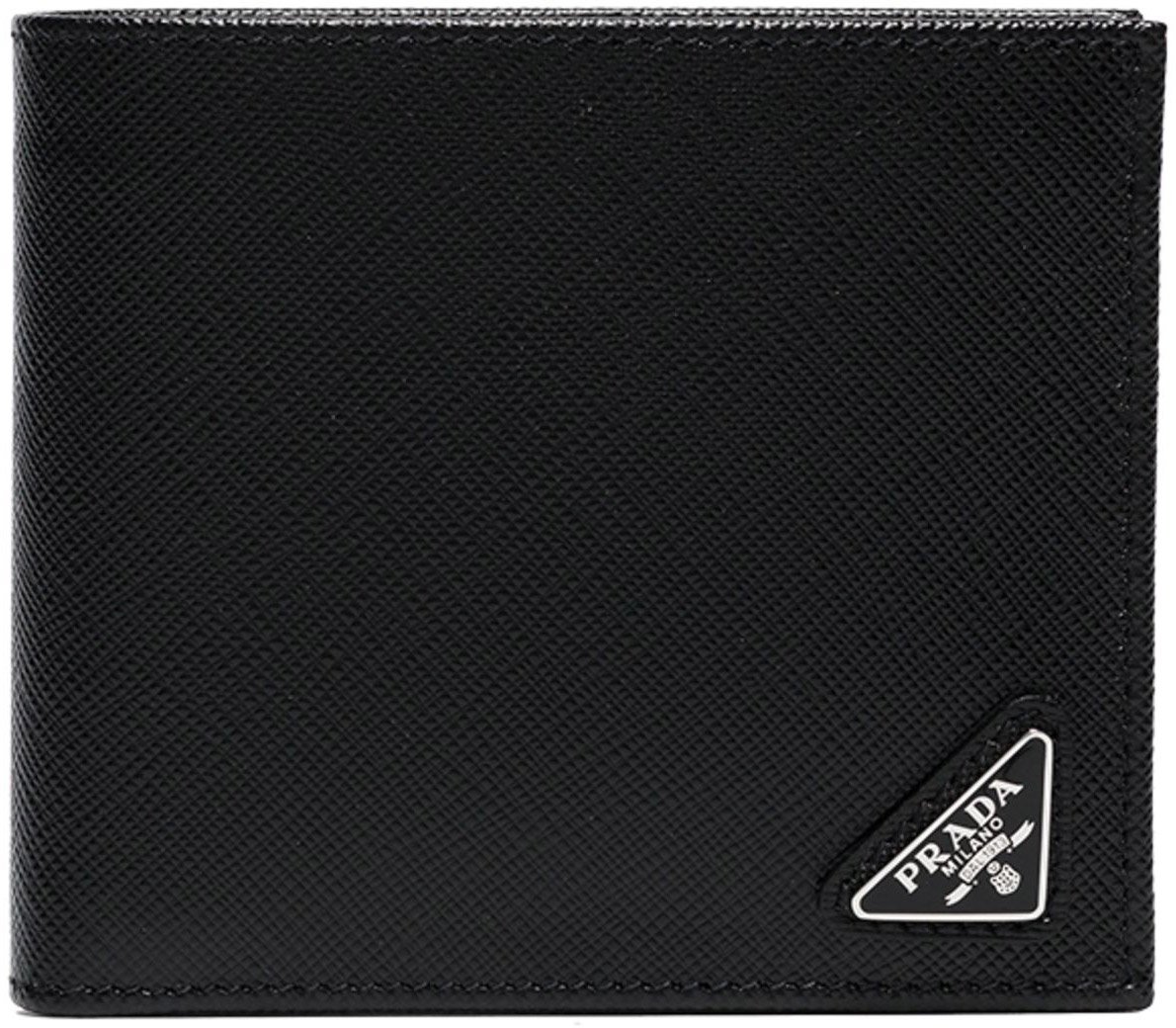 Prada Black Portafoglio Saffiano Leather Bill Wallet Zwart