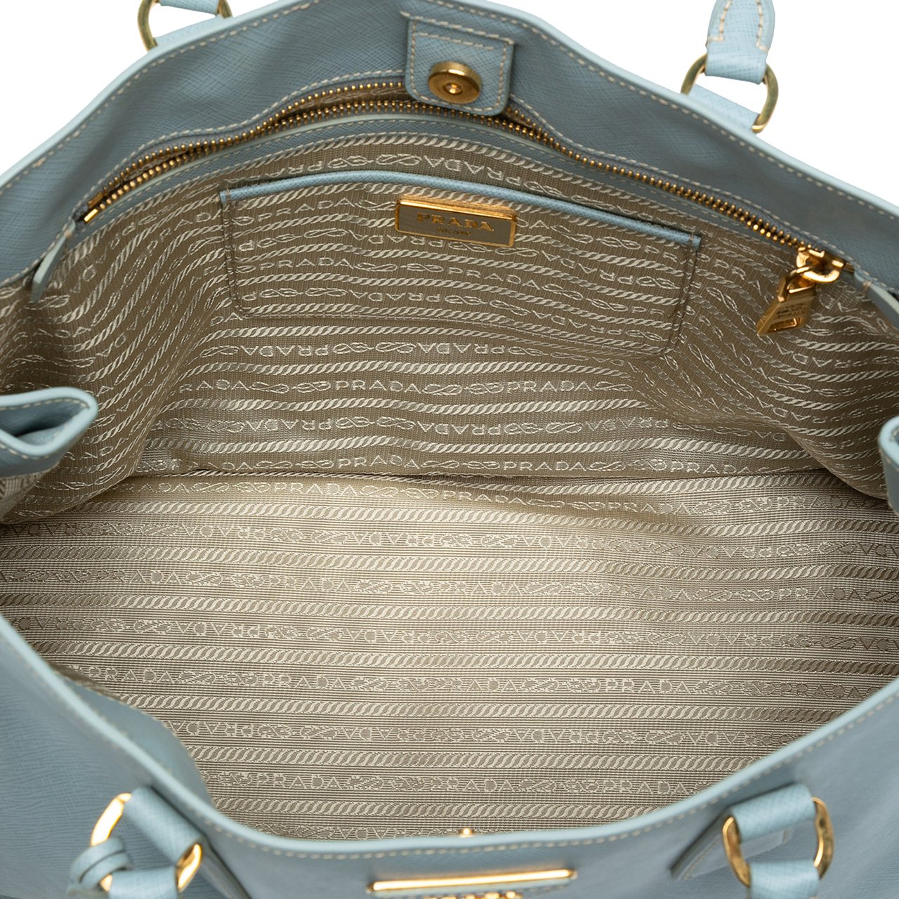 Prada Large Saffiano Lux Galleria Satchel Blauw