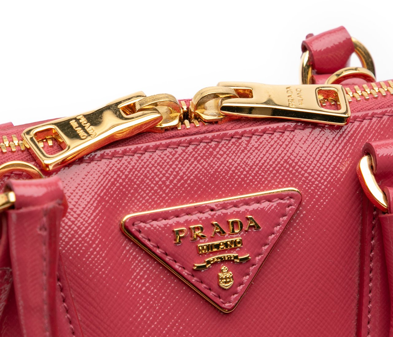 Prada Small Saffiano Vernice Promenade Satchel Roze