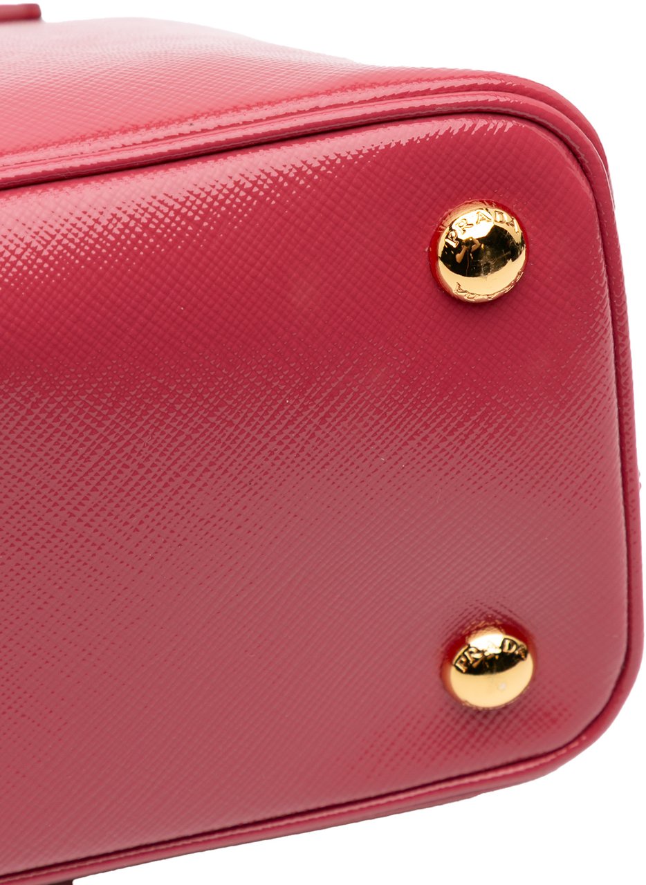 Prada Small Saffiano Vernice Promenade Satchel Roze