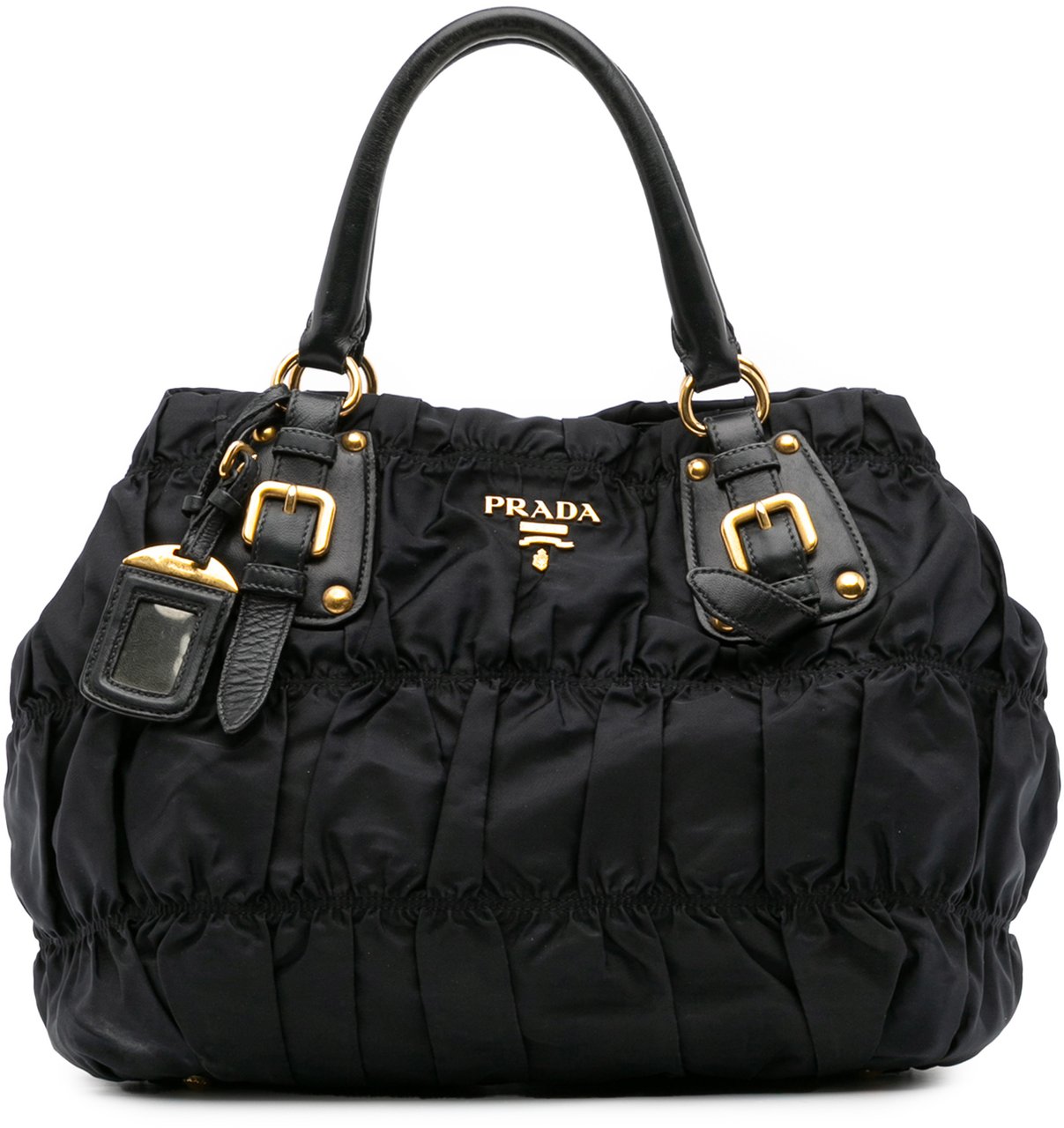 Prada Tessuto Gaufre Satchel Zwart