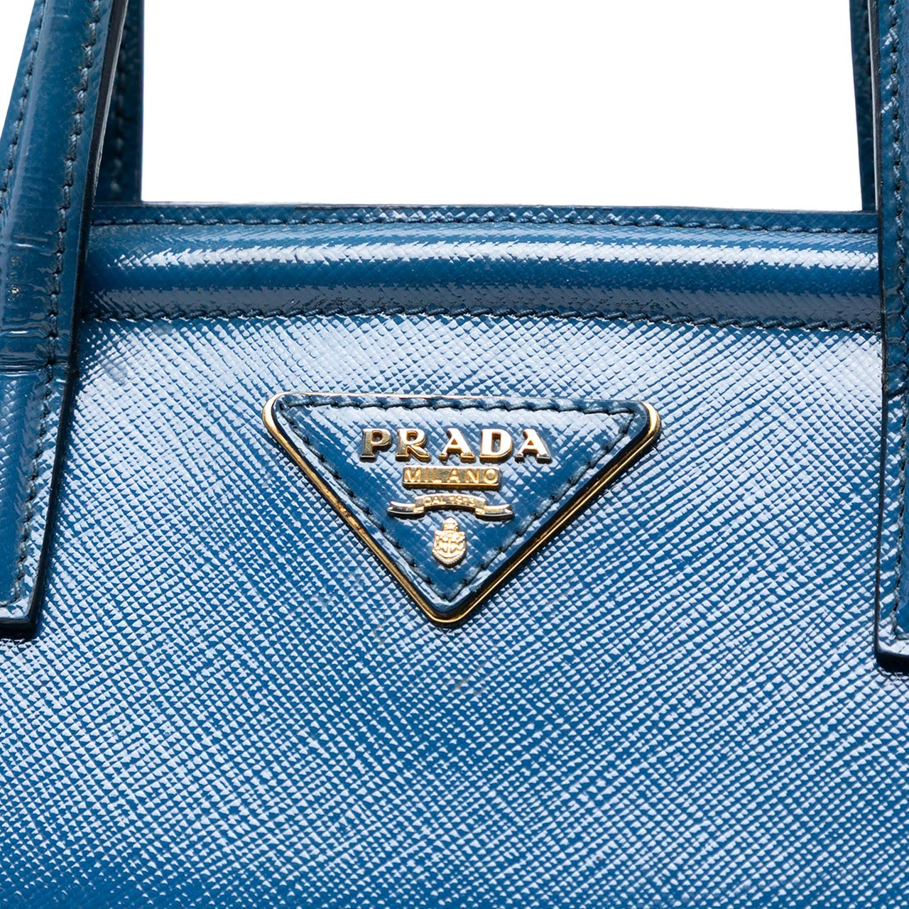 Prada Saffiano Vernice Satchel Blauw