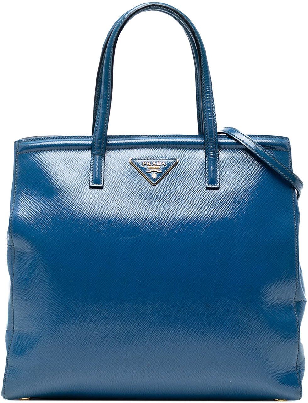 Prada Saffiano Vernice Satchel Blauw