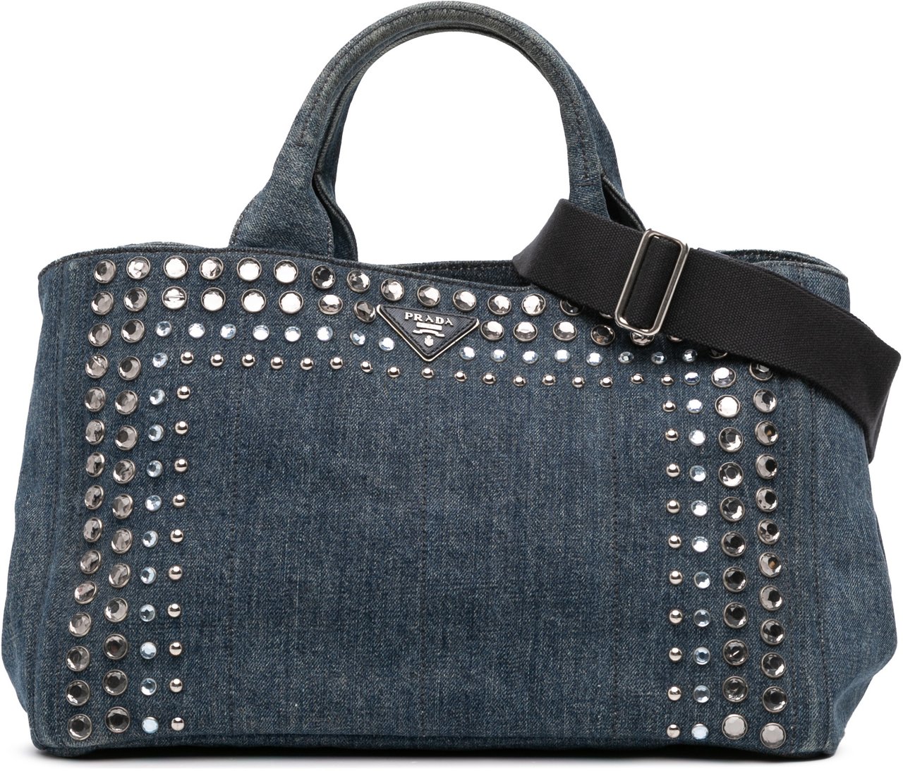 Prada Denim Canapa Bijoux Satchel Blauw