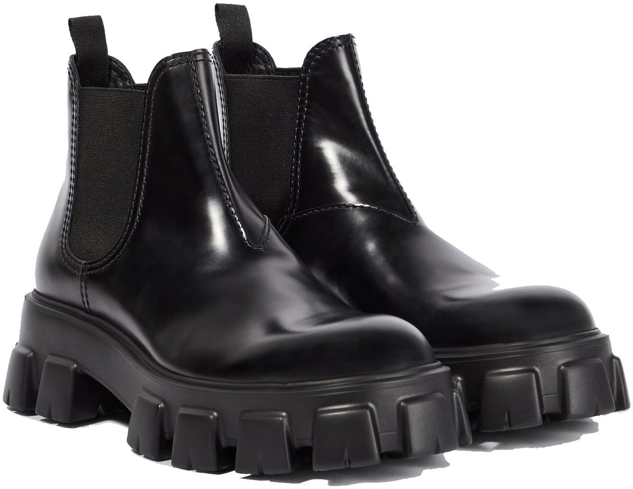 Prada Prada Monolith Leather Ankle Boots Zwart