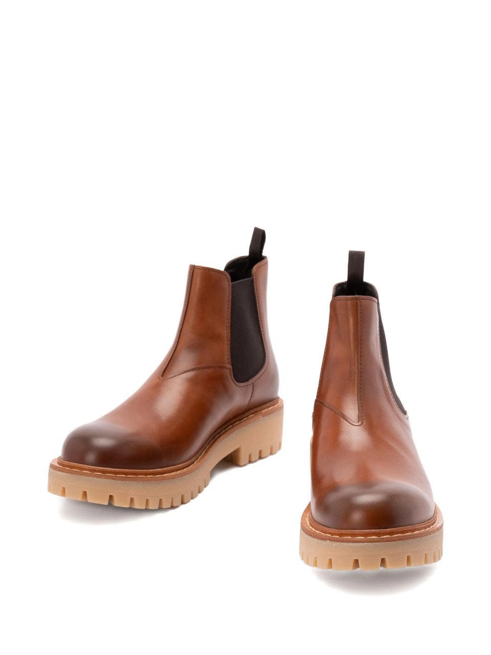 Prada Rich Brown Tronchetti Polished Leather Boots Bruin