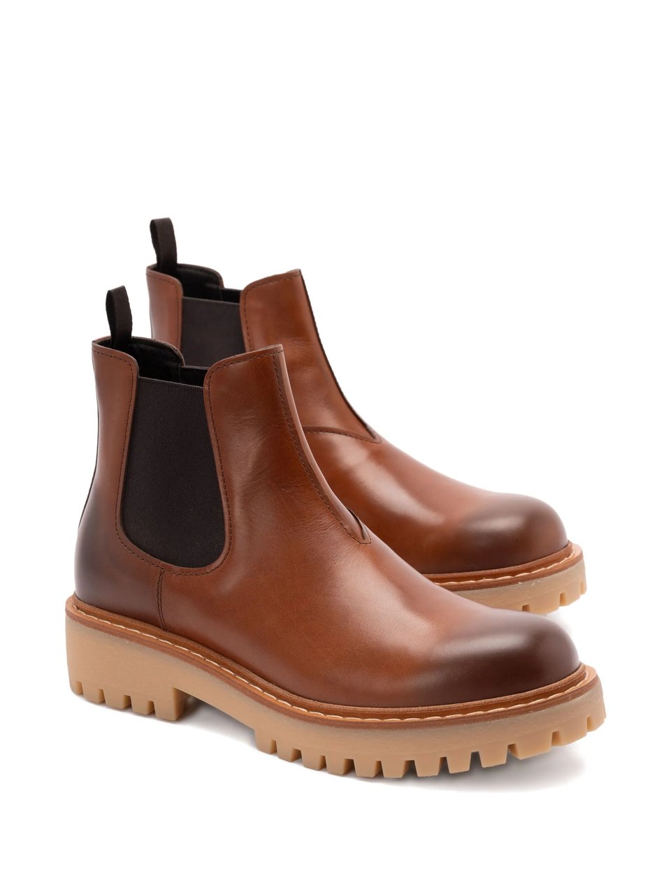 Prada Rich Brown Tronchetti Polished Leather Boots Bruin